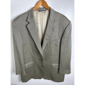 Vintage Burberry Blazer Men's 46R Brown Plaid Silk Wool 2 Button Houndstooth